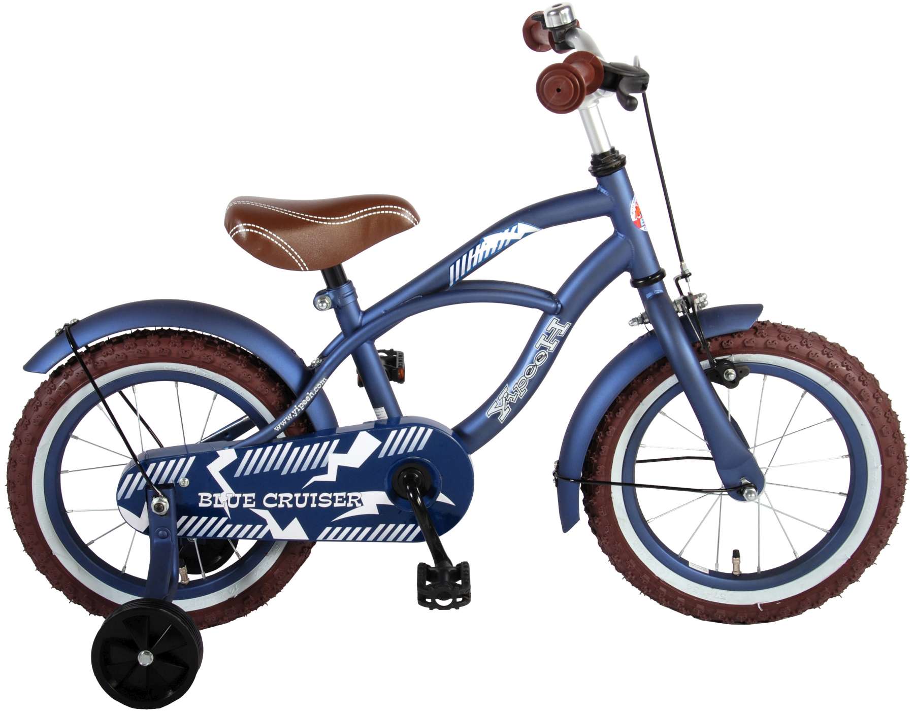 14 Zoll Fahrrad Qualitäts Kinderfahrrad matt Blau Stützräder Blue Cruiser 51401 