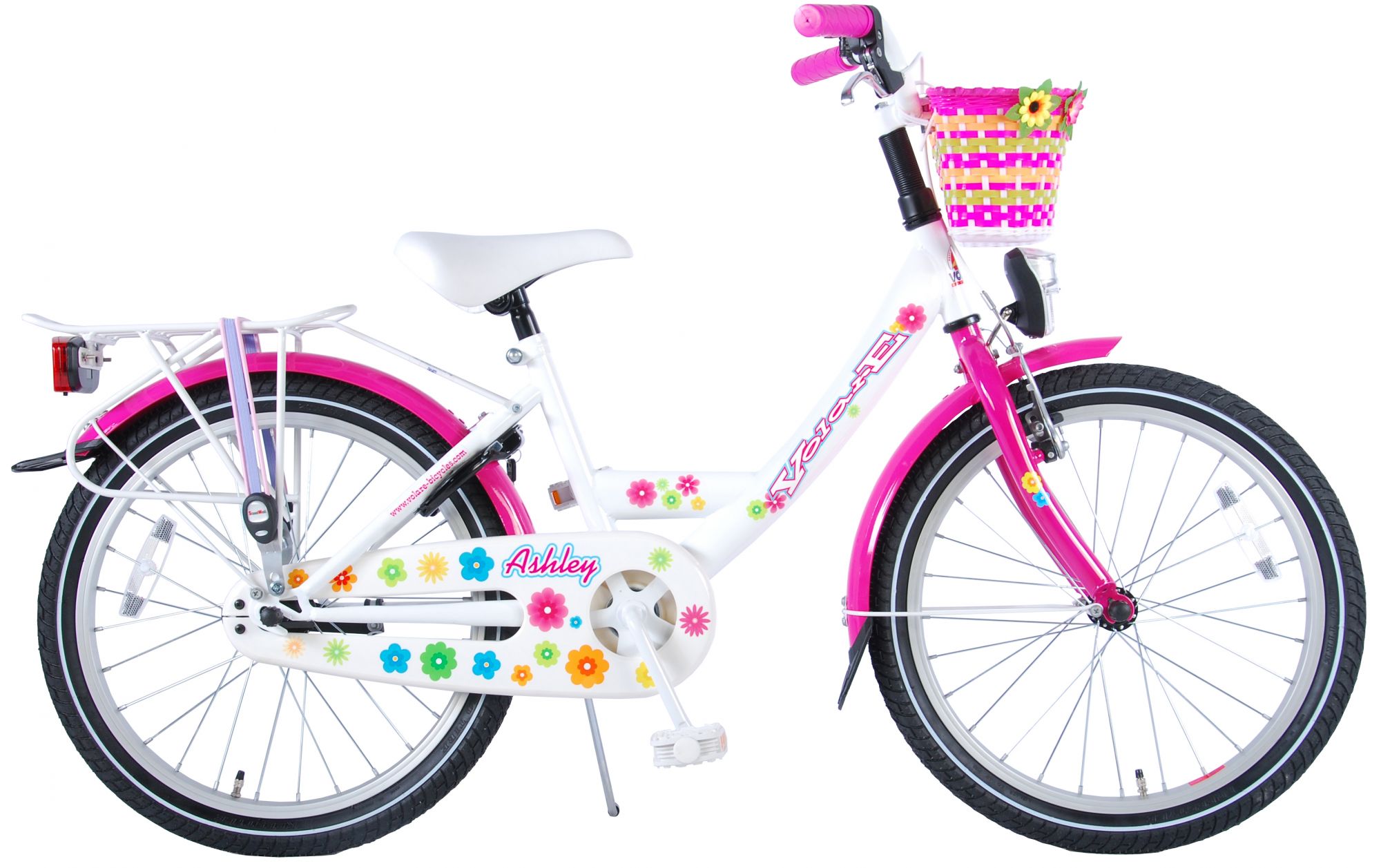 20" Kinderfahrrad Jungen Mädchen Fahrrad mit Korb Fahrrad Unisex Weiß 