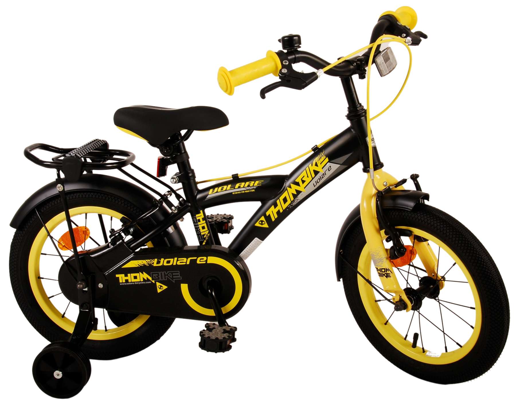Volare Thombike Kinderfahrrad Jungen 14 Zoll Schwarz Gelb Zweihandbremsen