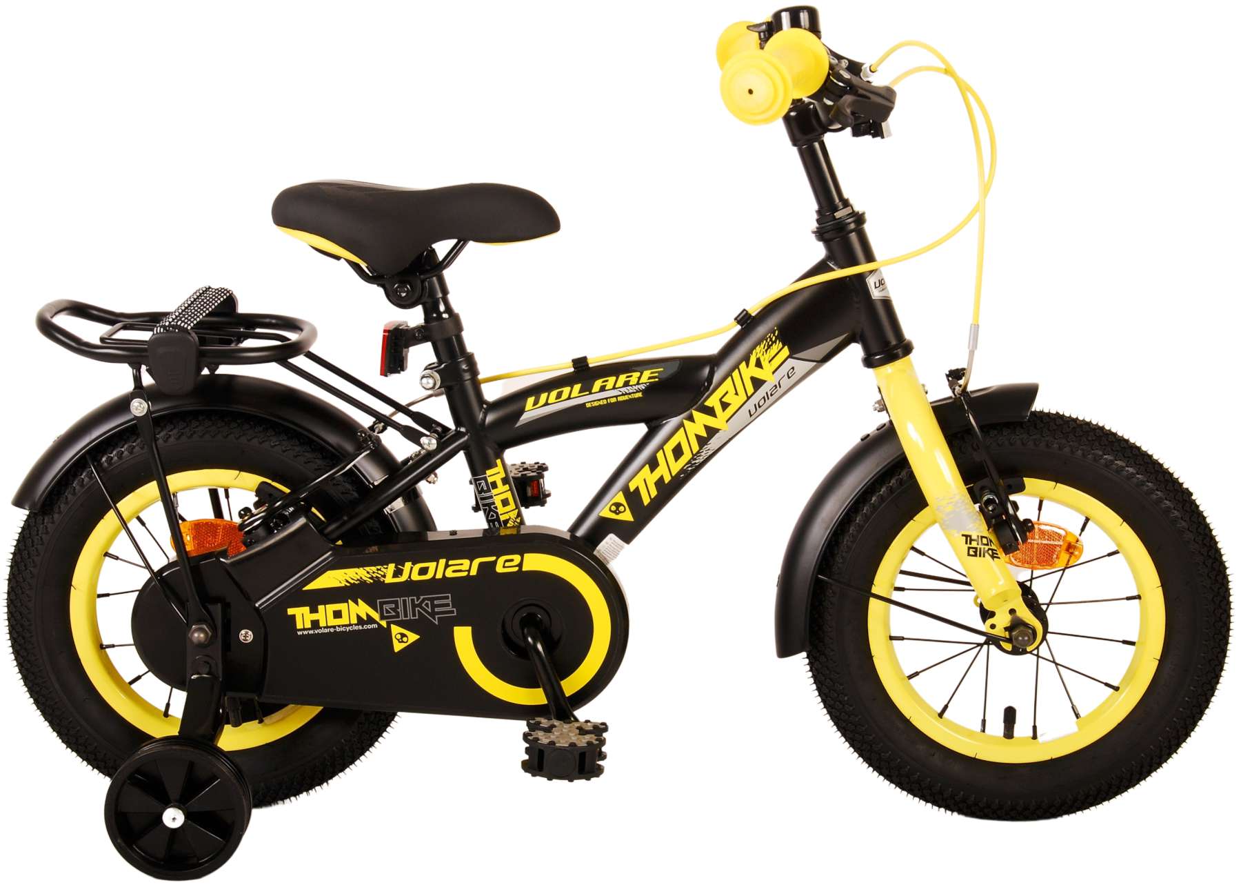 Volare Thombike Kinderfahrrad - Jungen - 12 Zoll - Schwarz Gelb -  Zweihandbremsen