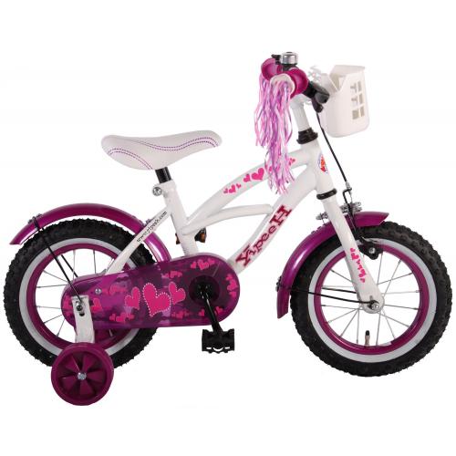 Volare Heart Cruiser Kinderfahrrad - Mädchen - 12 Zoll - Weiß Lila