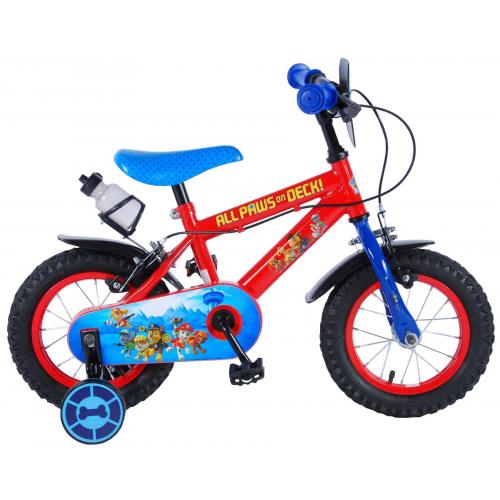 Paw Patrol Kinderfahrrad - Jungen - 12 Zoll - Rot / Blau - 2 Handbremsen