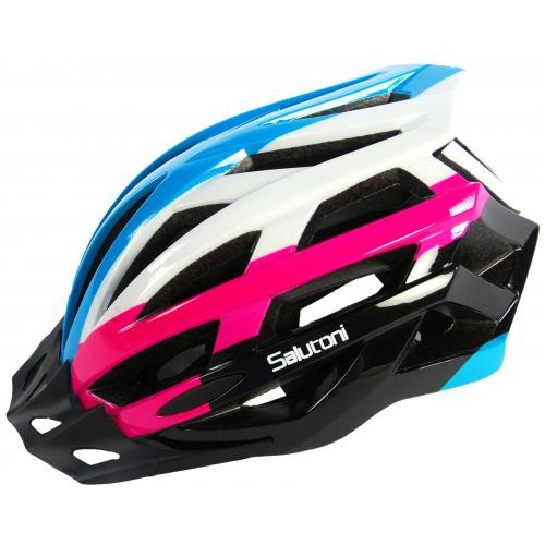 Salutoni Damen Fahrradhelm Blau Weiß Rosa 58-61 cm