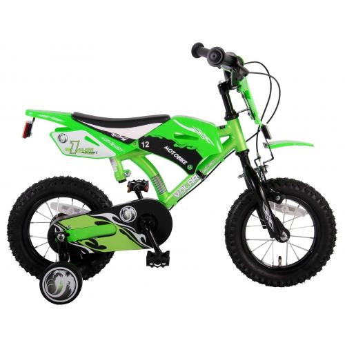 Volare Motorrad Kinderfahrrad - Jungen - 12 Zoll - Grün - zwei Handbremsen