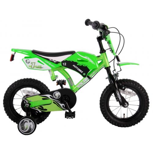 Volare Motorrad Kinderfahrrad - Jungen - 12 Zoll - Grün - zwei Handbremsen