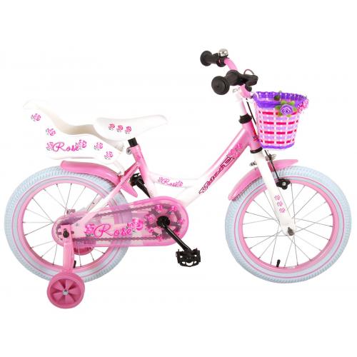 Volare Rose Kinderfahrrad - Mädchen - 16 Zoll - Pink Weiß - 95% zusammengebaut