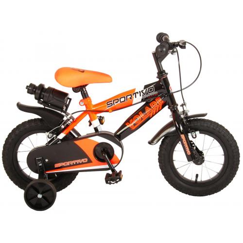 Volare Sportivo Kinderfahrrad - Jungen - 12 Zoll - Neon Orange Schwarz - Zwei Handbremsen - 95% zusammengebaut