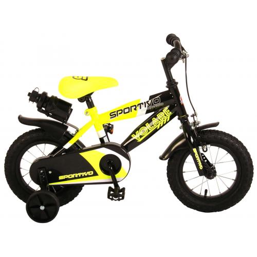 Volare Sportivo Kinderfahrrad - Jungen - 12 Zoll - Neon Gelb Schwarz - 95% zusammengebaut