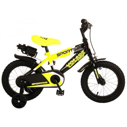 Volare Sportivo Kinderfahrrad - Jungen - 14 Zoll - Neon Gelb Schwarz - 95% zusammengebaut