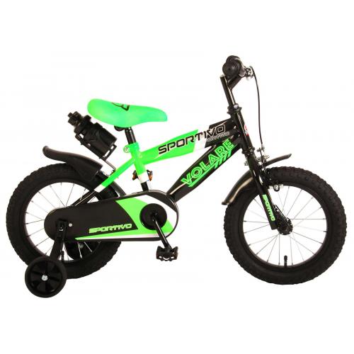 Volare Sportivo Kinderfahrrad - Jungen - 14 Zoll - Neongrün Schwarz - 95% zusammengebaut