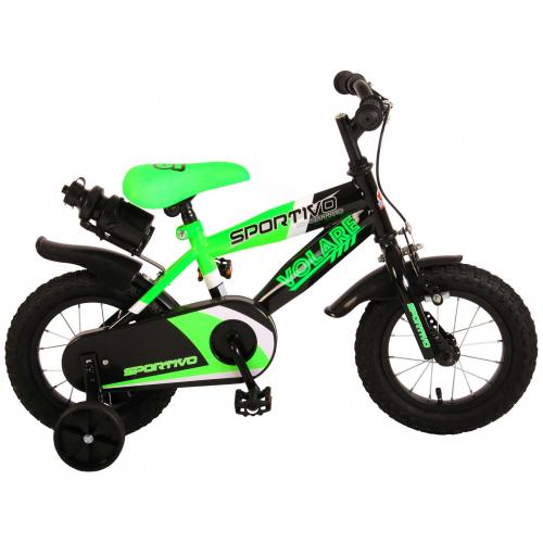 Volare Sportivo Kinderfahrrad - Jungen - 12 Zoll - Neongrün Schwarz - 95% zusammengebaut