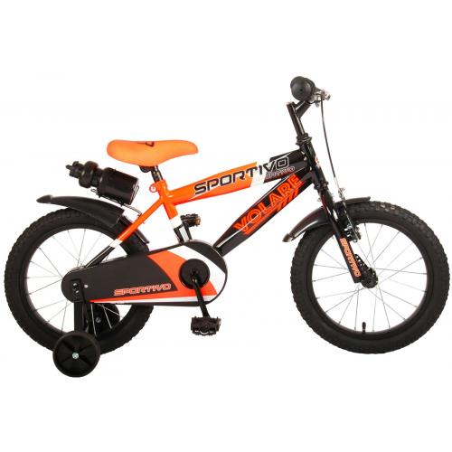 Volare Sportivo Kinderfahrrad - Jungen - 16 Zoll - Neon Orange Schwarz - 95% zusammengebaut