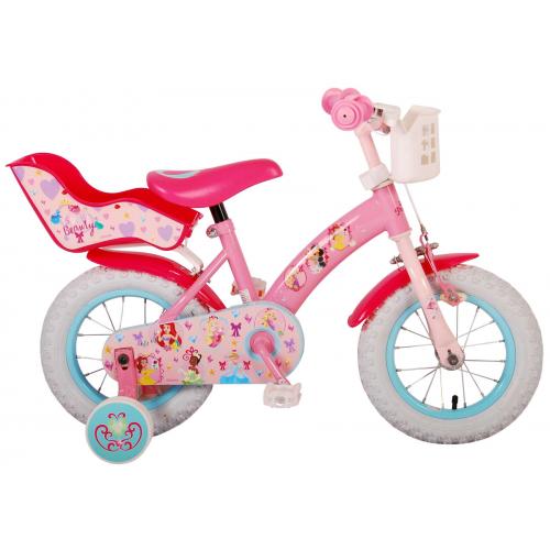 Disney Princess Kinderfahrrad - Mädchen - 12 Zoll - Pink - Puppensitz