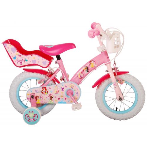 Disney Princess Kinderfahrrad - Mädchen - 12 Zoll - Rosa - Puppensitz - Zwei Handbremsen