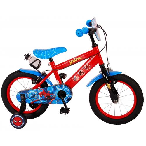 Spider-Man Kidsbike - Jungen - 14 Zoll - Rot Blau - Zwei Handbremsen