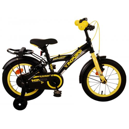 Volare Thombike Kinderfiets - Jongens - 14 inch - Zwart Geel - Twee Handremmen