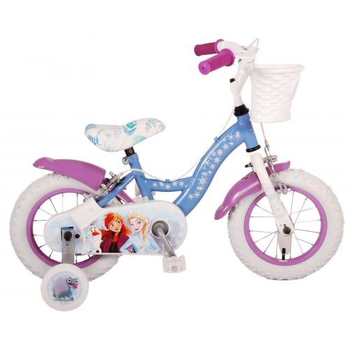 Disney Frozen 2 Kinderfahrrad - Mädchen - 12 Zoll - Blau/Lila - Zweihandbremsen