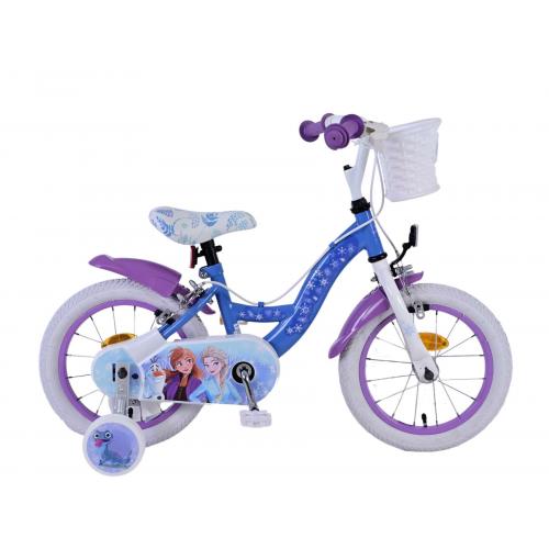 Disney Frozen 2 Kinderfahrrad - Mädchen - 14 Zoll - Blau/Lila - Zweihandbremsen