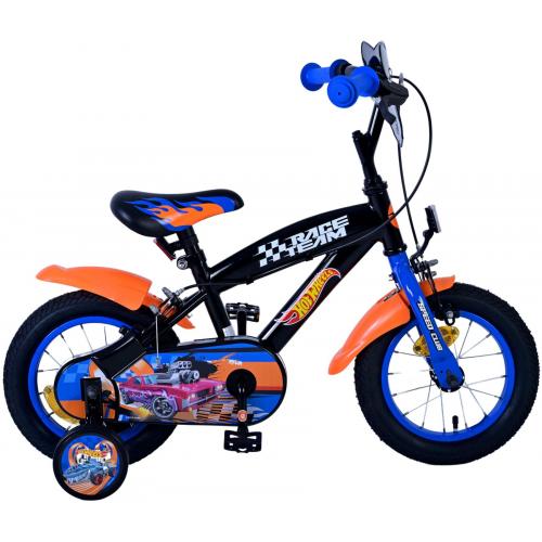 Hot Wheels Kinderfahrrad - Jungen - 12 Zoll - Schwarz Orange Blau - Zweihandbremsen