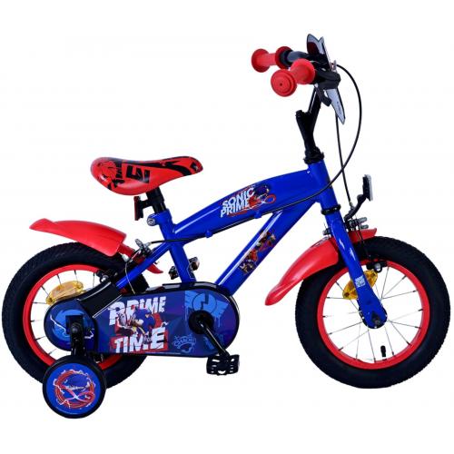 Sonic Prime Kinderfahrrad - Jungen - 12 Zoll - Blau Rot - Zweihandbremsen