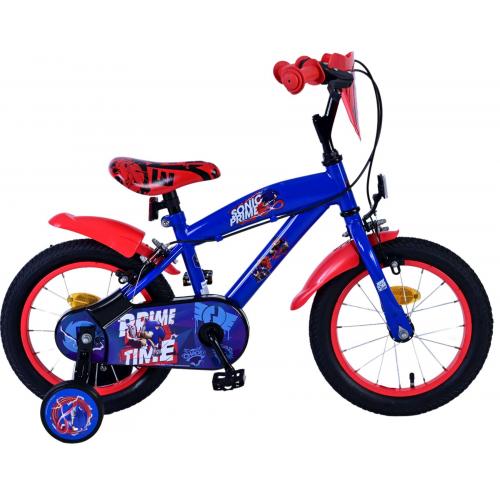 Sonic Prime Kinderfahrrad - Jungen - 14 Zoll - Blau Rot - Zweihandbremsen