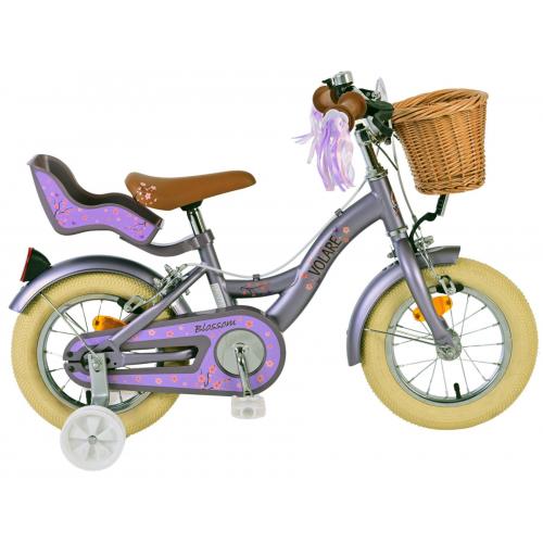 Volare Blossom Kinderfahrrad - Mädchen - 12 Zoll - Lila - Zwei Handbremsen