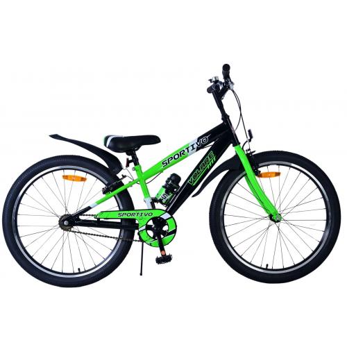 Volare Sportivo Kinderfahrrad - Jungen - 24 Zoll - Schwarz Grün - Zweihandbremsen