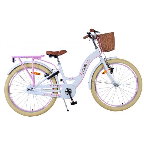 Volare Blossom Kinderfahrrad - Mädchen - 24 Zoll - Weiß - Zwei Handbremsen