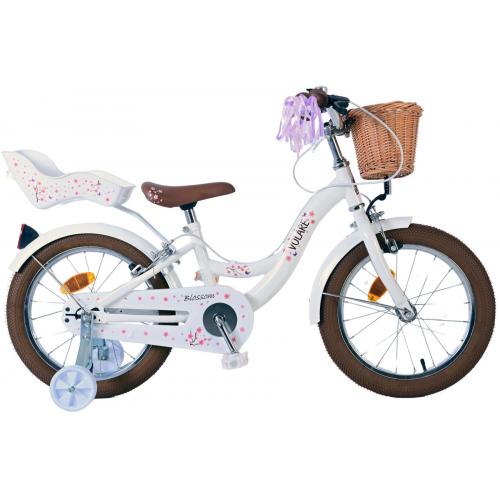 Volare Blossom Kinderfahrrad - Mädchen - 16 Zoll - Weiß - Zweihandbremsen