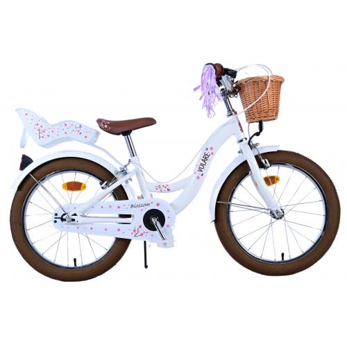 Volare Blossom Kinderfahrrad - Mädchen - 18 Zoll - Weiß - Zweihandbremsen