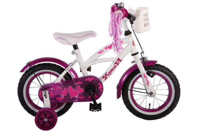 Volare Heart Cruiser Kinderfahrrad - Mädchen - 12 Zoll - Weiß Lila