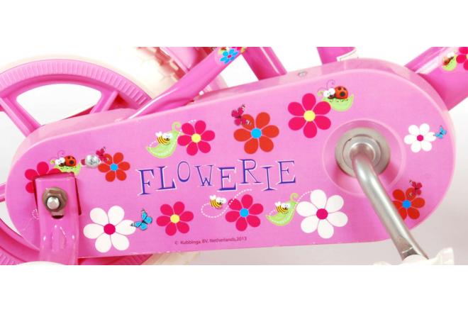 Yipeeh Flowerie Kinderfahrrad - Mädchen - 10 Zoll - Pink / Weiß