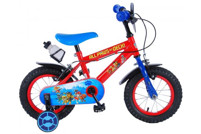 Paw Patrol Kinderfahrrad - Jungen - 12 Zoll - Rot / Blau - 2 Handbremsen