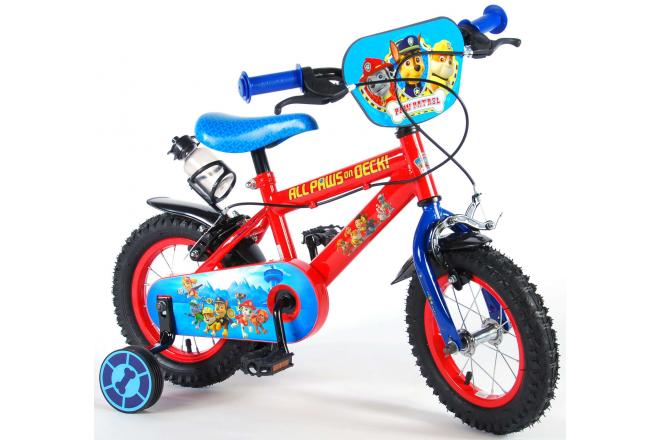 Paw Patrol Kinderfahrrad - Jungen - 12 Zoll - Rot / Blau - 2 Handbremsen
