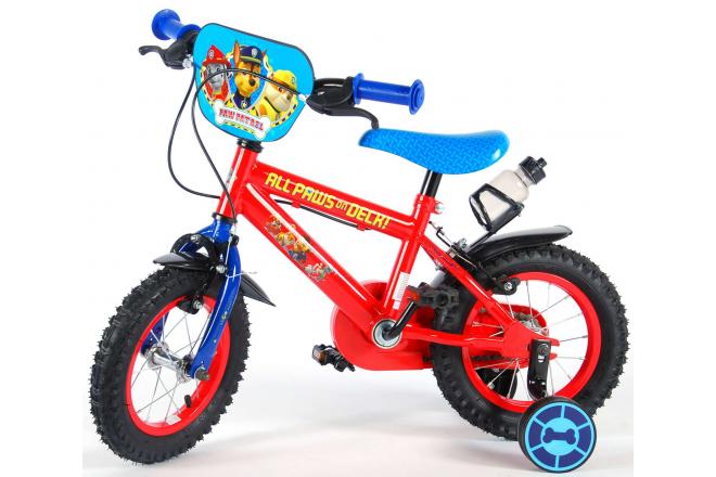 Paw Patrol Kinderfahrrad - Jungen - 12 Zoll - Rot / Blau - 2 Handbremsen