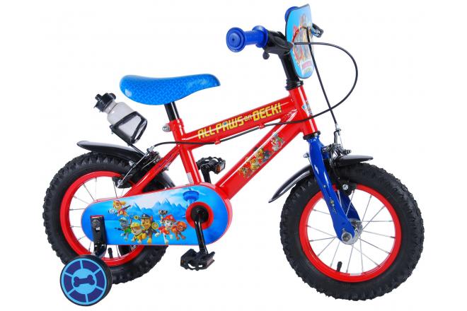 Paw Patrol Kinderfahrrad - Jungen - 12 Zoll - Rot / Blau - 2 Handbremsen