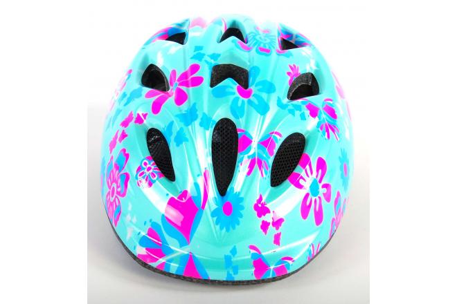 Volare Kinderfahrradhelm Grün Rosa Blumen XS 47-51 cm extra kleines Modell