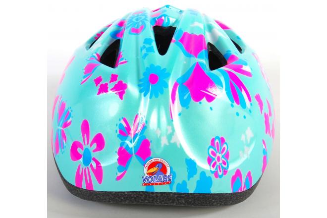 Volare Kinderfahrradhelm Grün Rosa Blumen XS 47-51 cm extra kleines Modell