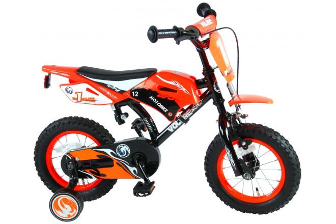 Volare Motorrad Kinderfahrrad - Jungen - 12 Zoll - Orange - 95% zusammengebaut