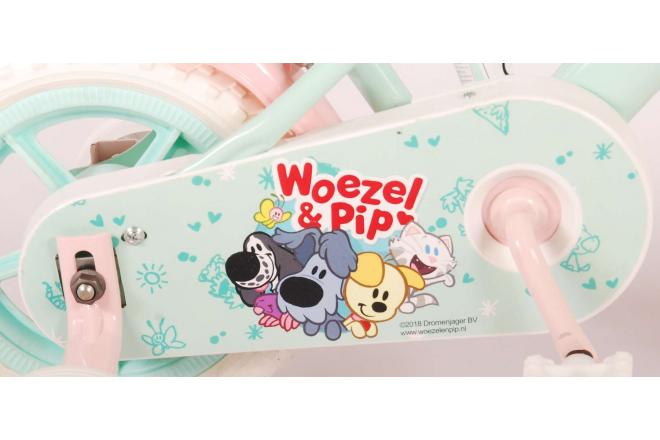 Woezel & Pip Kinderfahrrad - Mädchen - 10 Zoll - Mint Blue / Pink