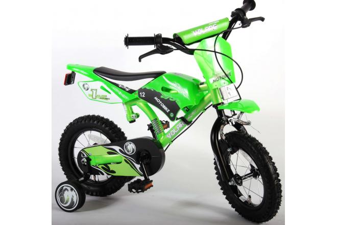 Volare Motorrad Kinderfahrrad - Jungen - 12 Zoll - Grün - zwei Handbremsen