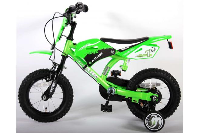 Volare Motorrad Kinderfahrrad - Jungen - 12 Zoll - Grün - zwei Handbremsen