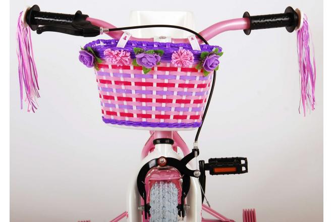 Volare Rose Kinderfahrrad - Mädchen - 14 Zoll - Pink Weiß - 95% zusammengebaut