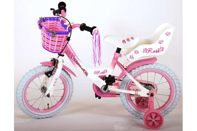 Volare Rose Kinderfahrrad - Mädchen - 14 Zoll - Pink Weiß - 95% zusammengebaut