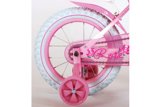 Volare Rose Kinderfahrrad - Mädchen - 14 Zoll - Pink Weiß - 95% zusammengebaut