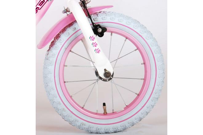 Volare Rose Kinderfahrrad - Mädchen - 14 Zoll - Pink Weiß - 95% zusammengebaut