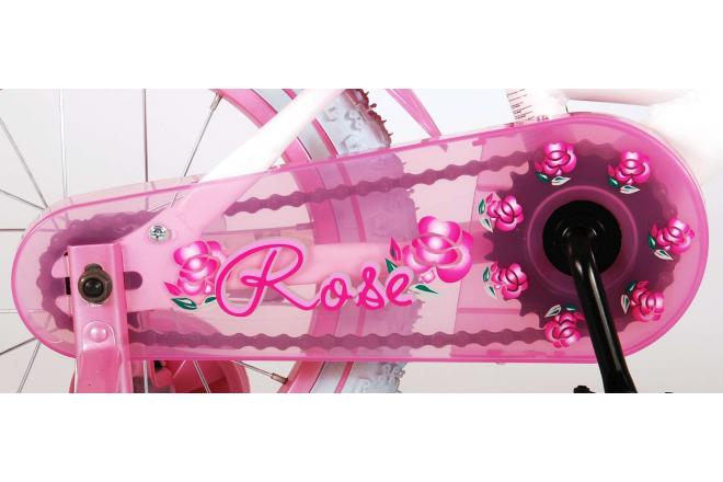 Volare Rose Kinderfahrrad - Mädchen - 14 Zoll - Pink Weiß - 95% zusammengebaut