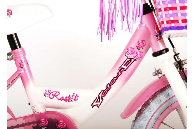 Volare Rose Kinderfahrrad - Mädchen - 14 Zoll - Pink Weiß - 95% zusammengebaut