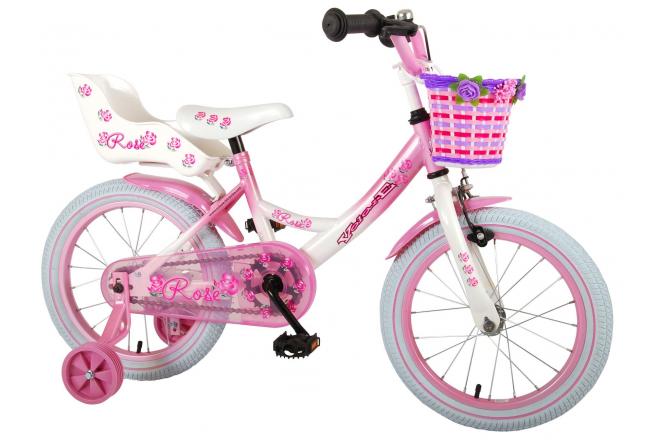 Volare Rose Kinderfahrrad - Mädchen - 16 Zoll - Pink Weiß - 95% zusammengebaut