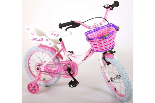 Volare Rose Kinderfahrrad - Mädchen - 16 Zoll - Pink Weiß - 95% zusammengebaut